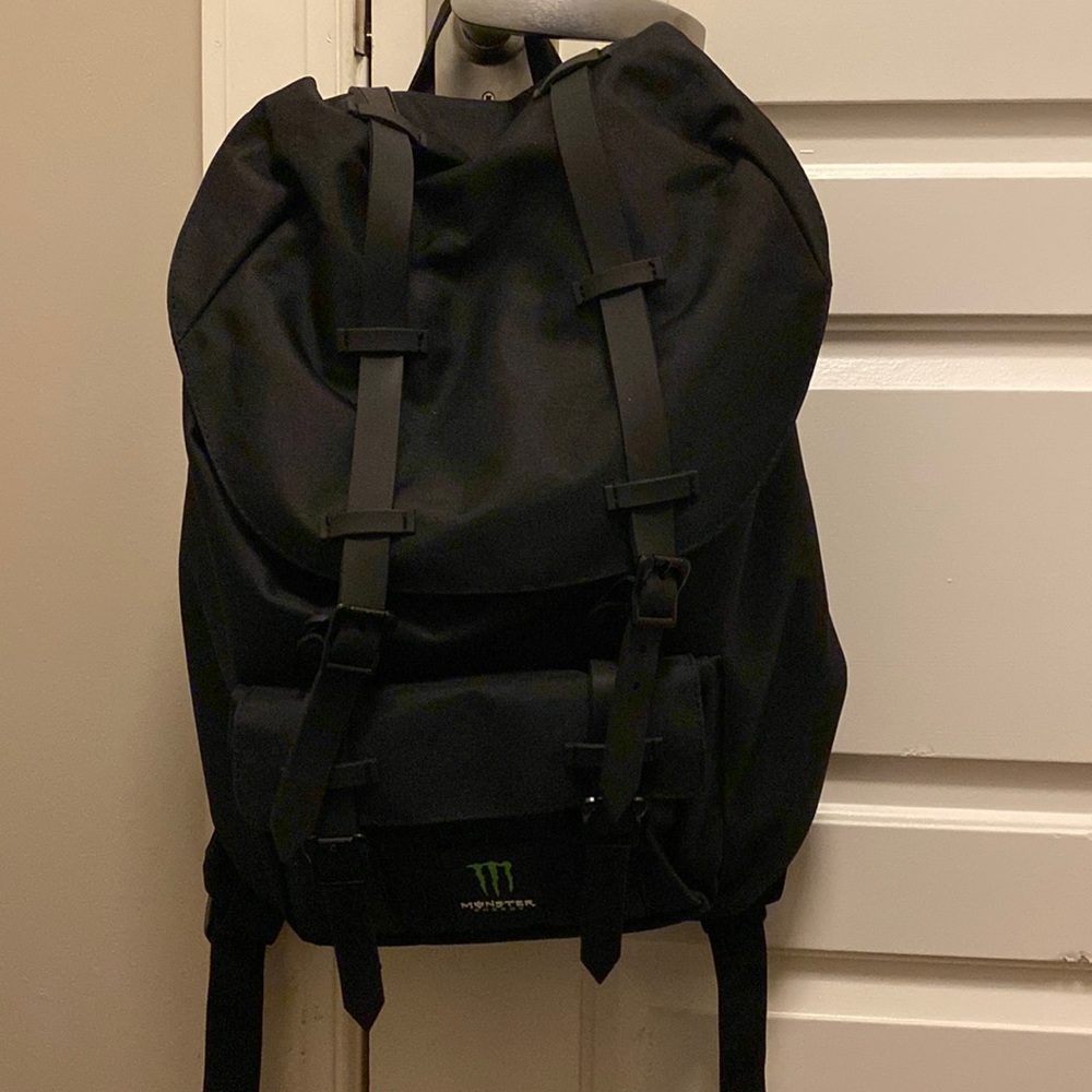 Brand new, never used Monster bookbag. Great for hiking or school!